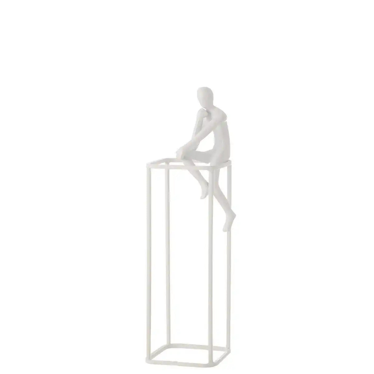 Figur auf Würfel Skulptur Aluminium Weiß - HomeDesign Knaus