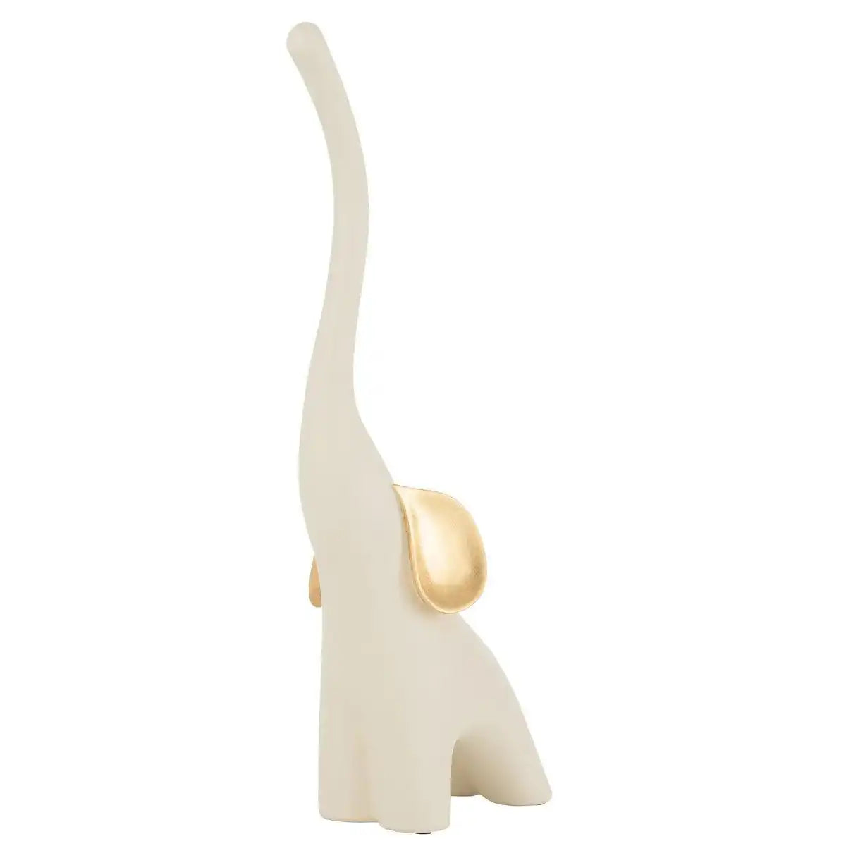 Figur Elefant – Harz – Creme/Gold – groß - HomeDesign Knaus