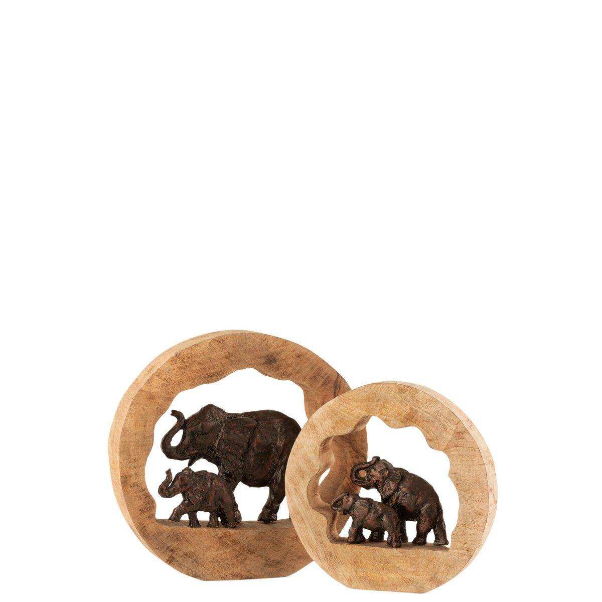 Figur Elefant + Kind Mangoholz Aluminium Bronze Large - HomeDesign Knaus