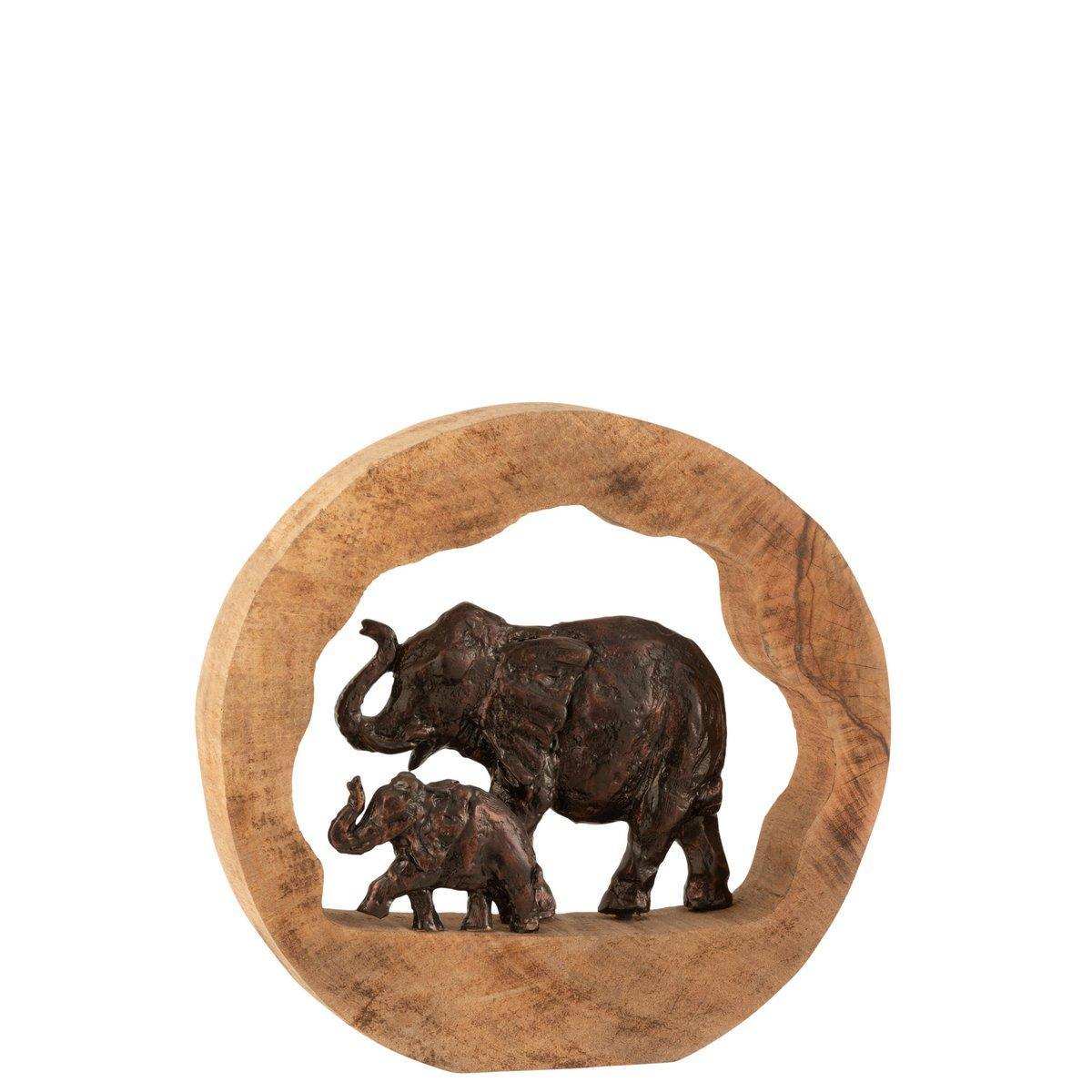 Figur Elefant + Kind Mangoholz Aluminium Bronze Large - HomeDesign Knaus