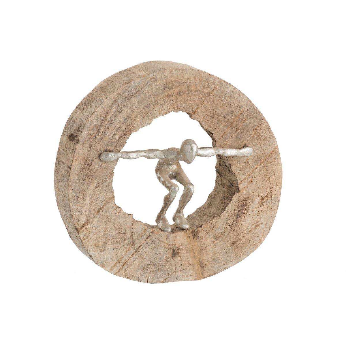 Figur Jumping Mangolholz Aluminium Natur Skulptur - HomeDesign Knaus