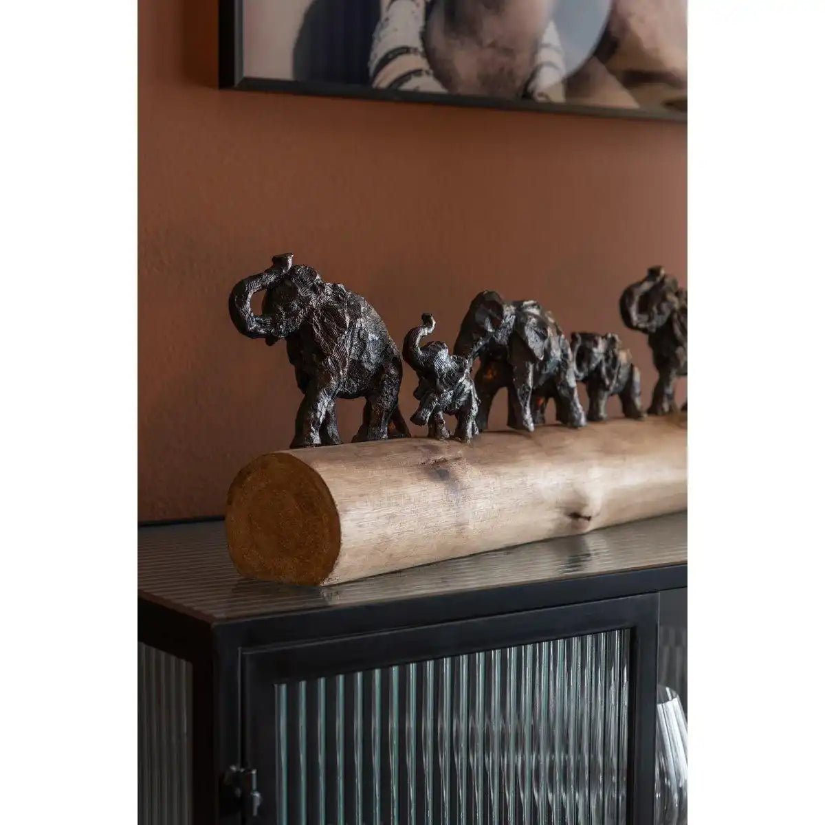 Figure Elefanten Row Mangoholz Aluminiumbronze Skulptur - HomeDesign Knaus