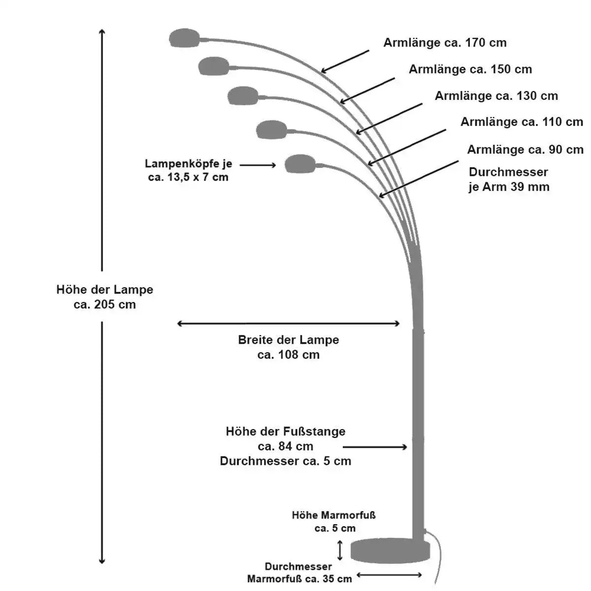 Five Fingers 210 cm weiß Glas, Marmor - HomeDesign Knaus