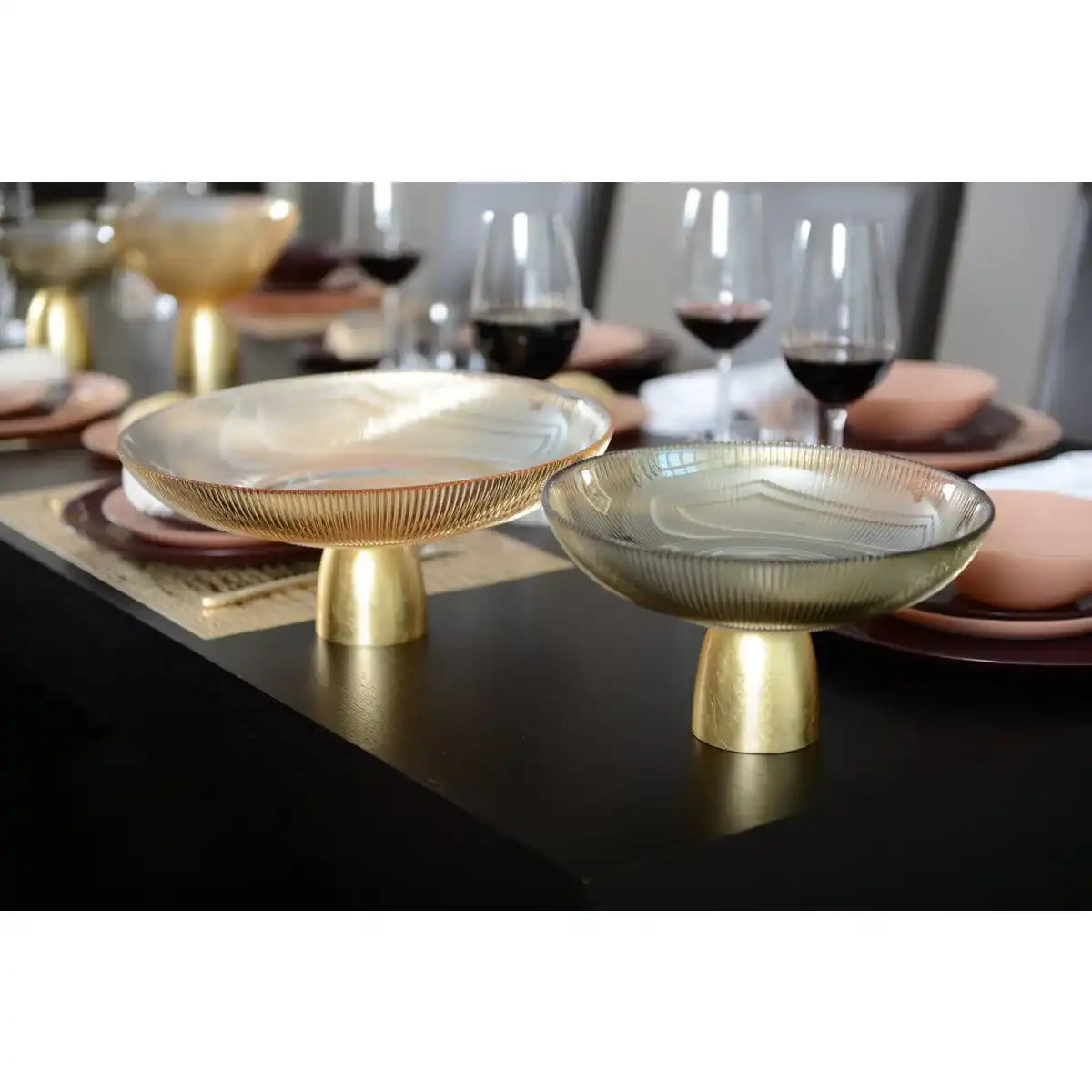 FLARED CUP AMBER RIB GOLD FOOT - HomeDesign Knaus
