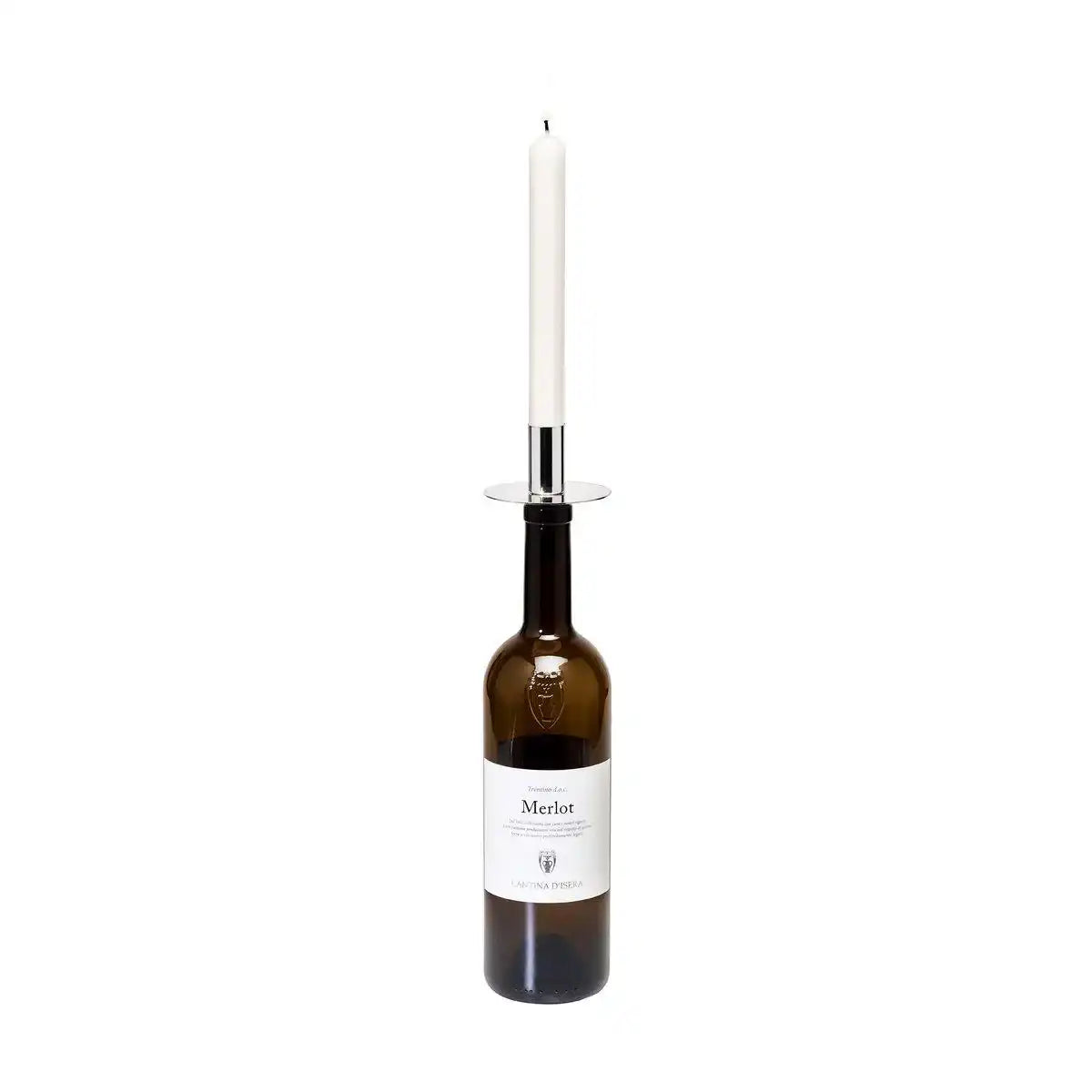 Flaschenaufsatz Kerzenhalter, Edelstahl glänzend vernickelt, Höhe 8 cm - HomeDesign Knaus