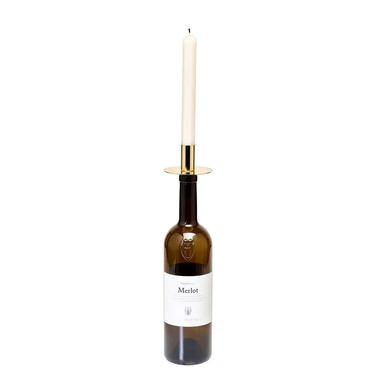 Flaschenaufsatz Kerzenhalter, Edelstahl vernickelt, goldfarben, Höhe 8 cm - HomeDesign Knaus