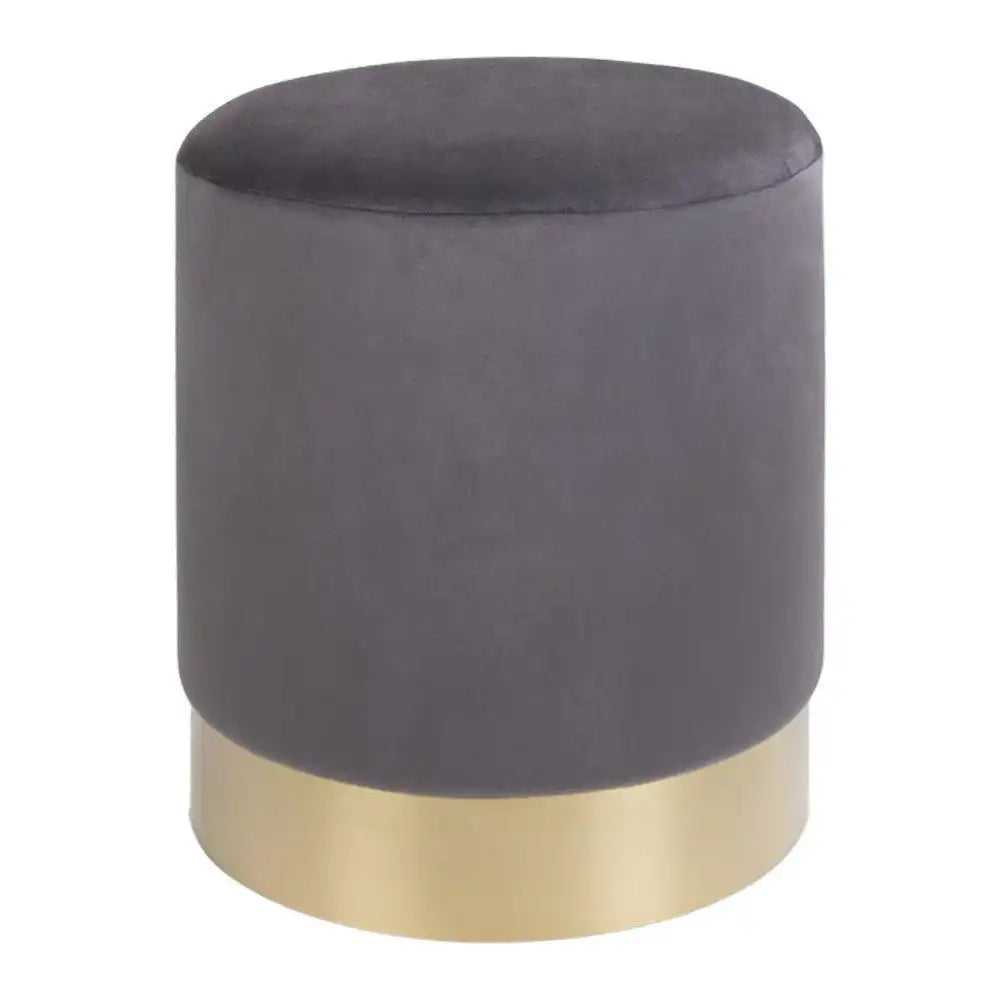 Gamby Pouf – Grauer Samt, Ø34x43 cm - HomeDesign Knaus