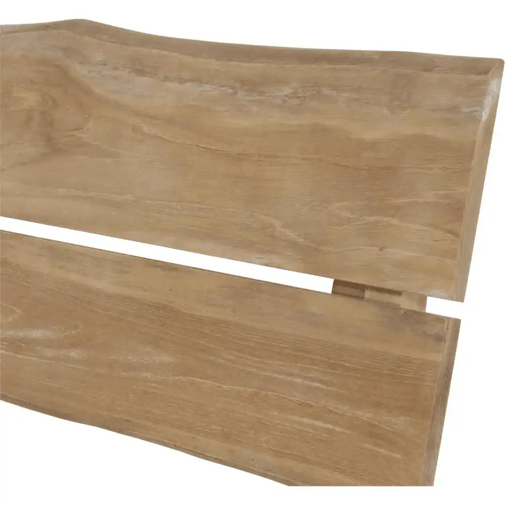 Gartenbank Holzbank Teakholz Baumstamm 130cm - HomeDesign Knaus