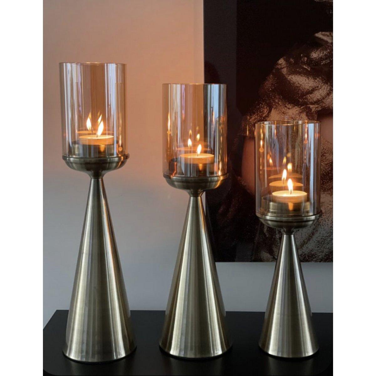 Glas Kerzenständer hochwertigen Metall Champgagner - HomeDesign Knaus