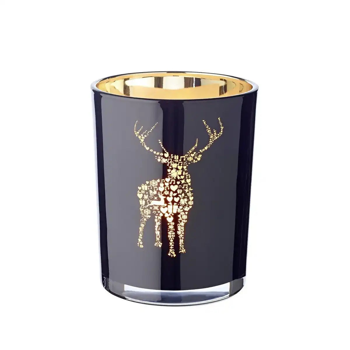 Glas Windlicht Fancy schwarz H 13 cm - HomeDesign Knaus