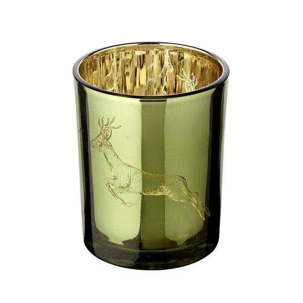Glas Windlicht Hirsch laufend matt-schwarz H 13 cm - HomeDesign Knaus