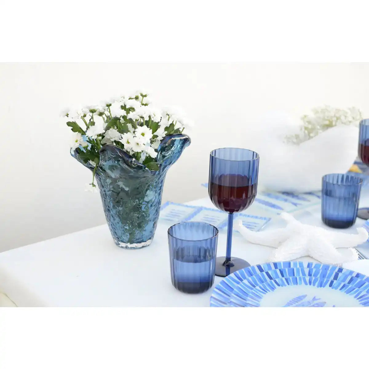 Glasblau -Vase 22x22x22cm - HomeDesign Knaus