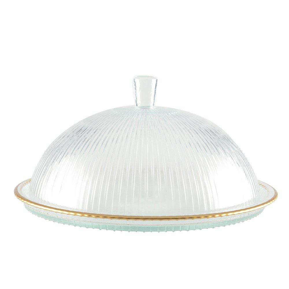 GLASGLOCKE MIT GOLDENEN KANTEN AUF FLACH 32X32X17CM - HomeDesign Knaus
