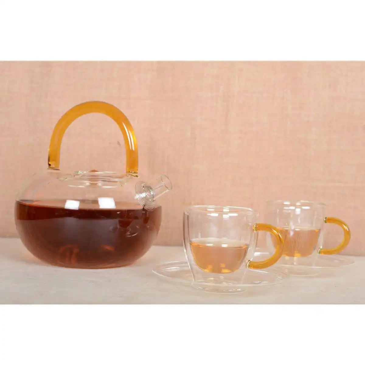 Glass Theiere mit gelber Griff 800 ml - HomeDesign Knaus