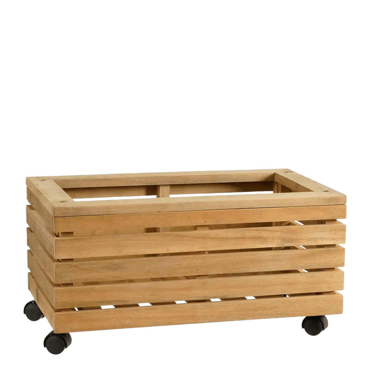Glenwood Pflanzgefäß rechteckig auf Rädern für den Außenbereich – L60 x B35 x H30 cm – Akazienholz – Braun - HomeDesign Knaus