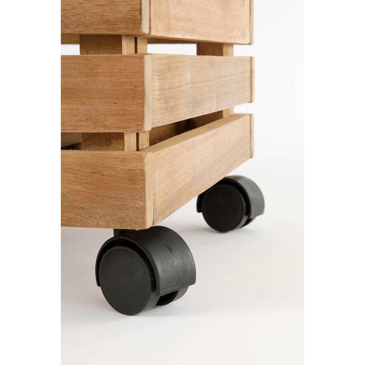 Glenwood Pflanzgefäß rechteckig auf Rädern für den Außenbereich – L60 x B35 x H30 cm – Akazienholz – Braun - HomeDesign Knaus