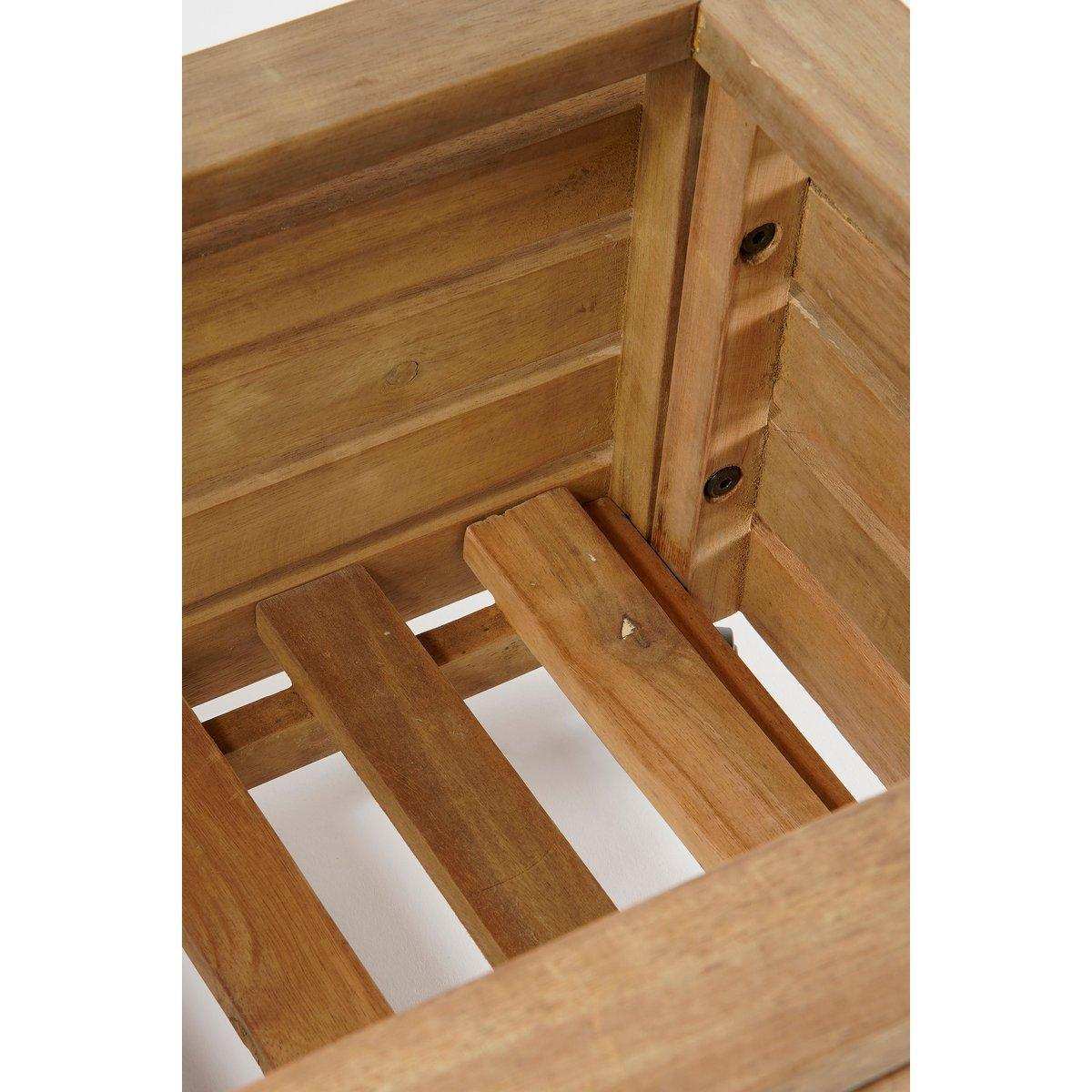 Glenwood Pflanzgefäß rechteckig auf Rädern für den Außenbereich – L60 x B35 x H30 cm – Akazienholz – Braun - HomeDesign Knaus