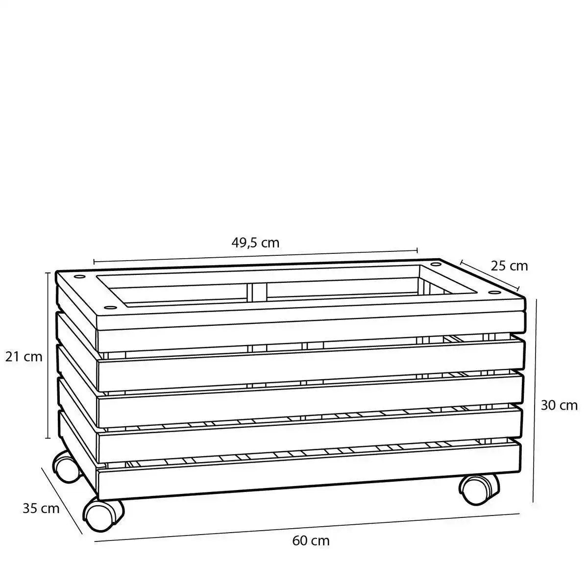 Glenwood Pflanzgefäß rechteckig auf Rädern für den Außenbereich – L60 x B35 x H30 cm – Akazienholz – Braun - HomeDesign Knaus