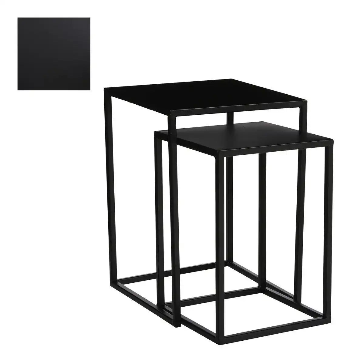 Goa Beistelltisch – 2er-Set – L30 x B30 x H42 cm – Metall – Schwarz - HomeDesign Knaus