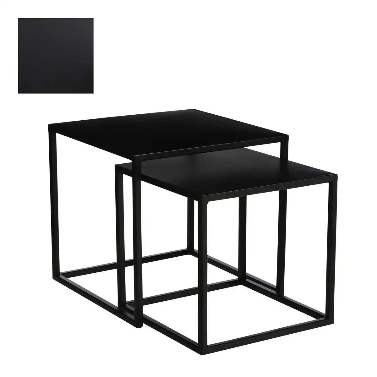 Goa Beistelltisch – 2er-Set – L35 x B35 x H33 cm – Metall – Schwarz - HomeDesign Knaus