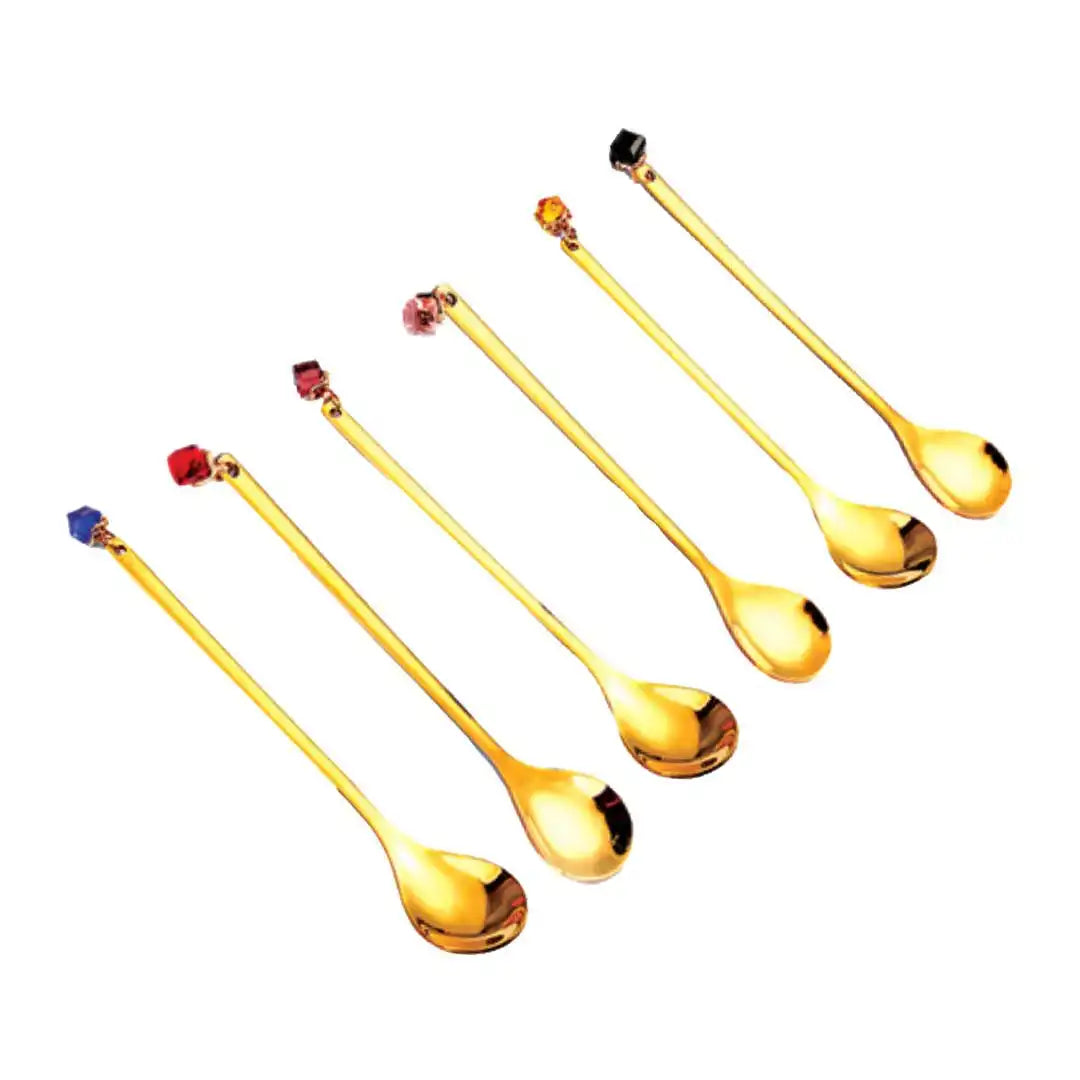 GOLDENE LÖFFEL MIT MEHRFARBIGEN DIAMANTEN - 6ER-SET - HomeDesign Knaus