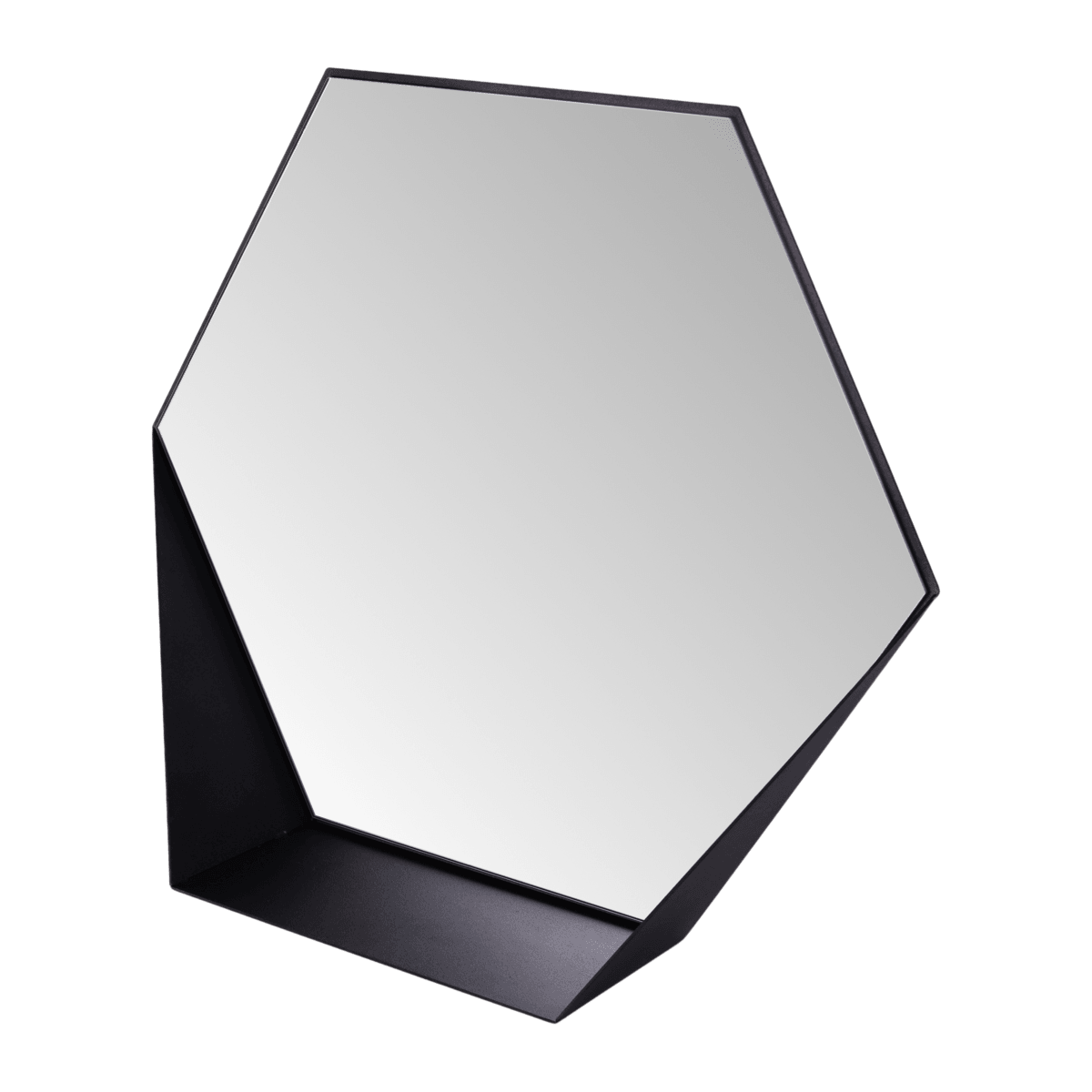 Gorillz Hive Wandspiegel mit Ablage – Hexagon-Spiegel – 60 x 52 cm – Industrial Black - HomeDesign Knaus