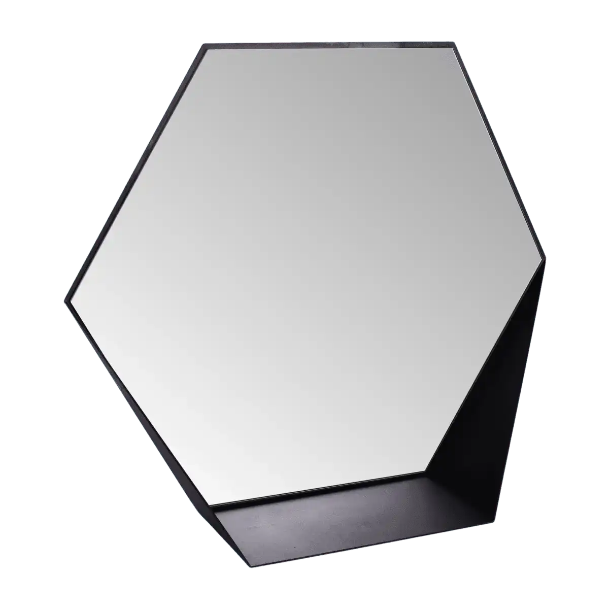 Gorillz Hive Wandspiegel mit Ablage – Hexagon-Spiegel – 60 x 52 cm – Industrial Black - HomeDesign Knaus