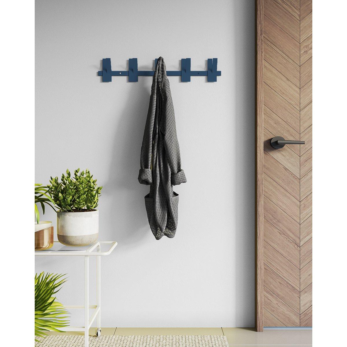 Gorillz Incision - Garderobe - Wandgarderobe - 10 Garderobenhaken - Metall - Blau - HomeDesign Knaus