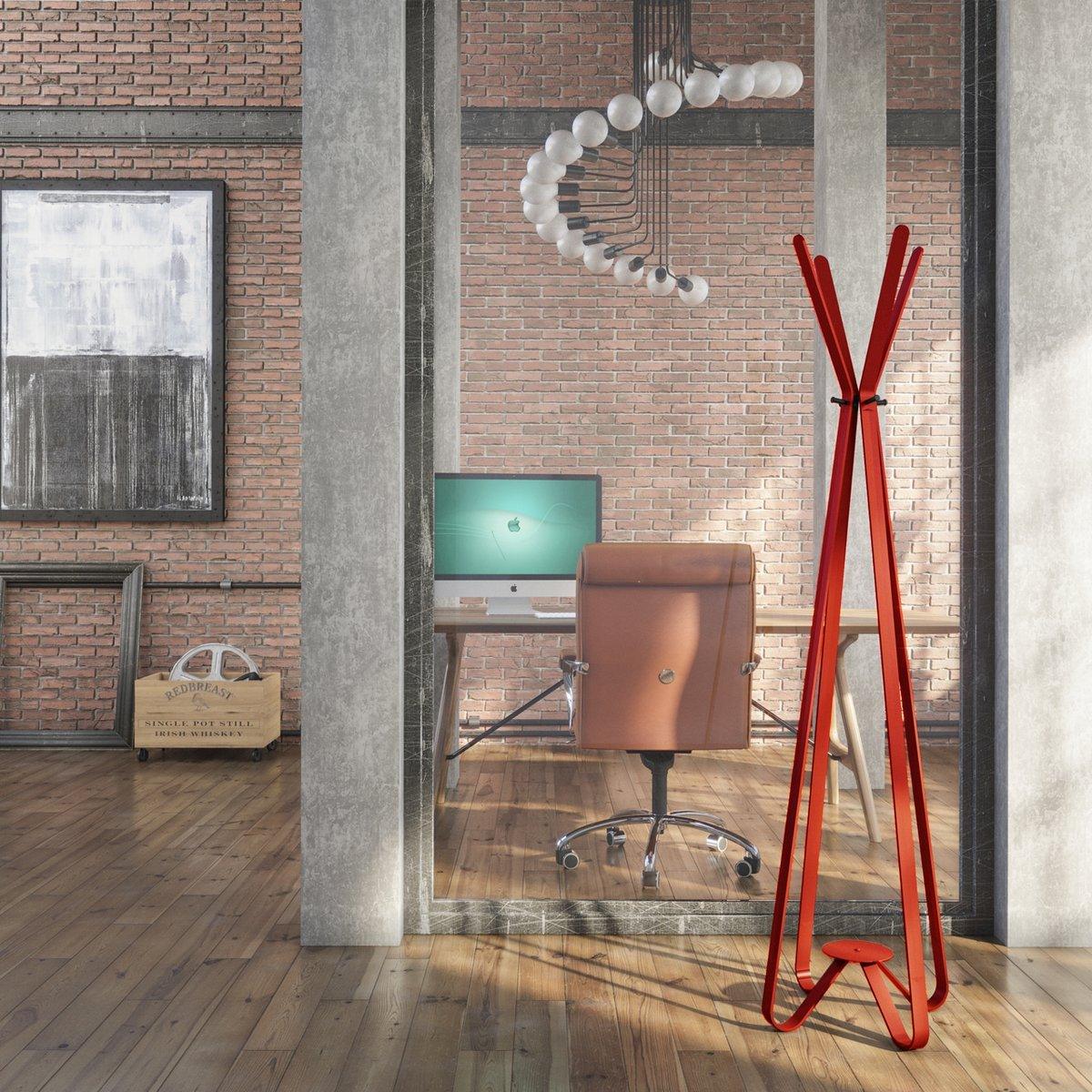 Gorillz Modi - Standgarderobe - Industriedesign - 8 Haken - Rot - HomeDesign Knaus