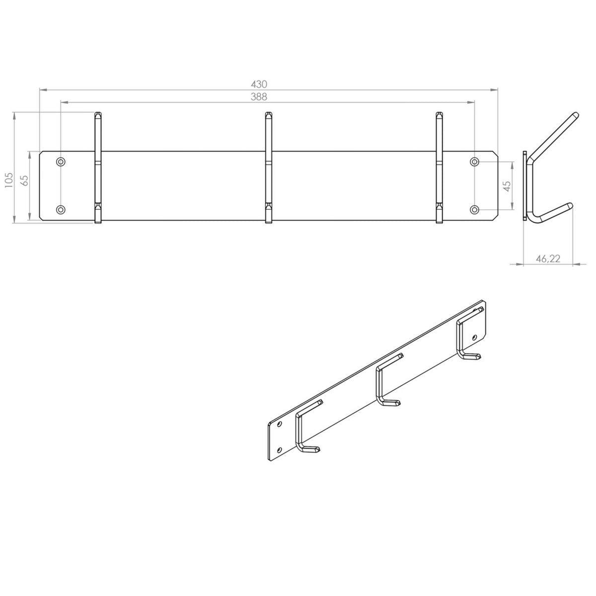 Gorillz Mystique Three - Industrial - Wandgarderobe - Wandgarderobe - Schwarz - HomeDesign Knaus