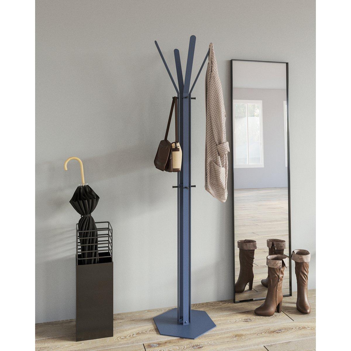 Gorillz Stack - Garderobenständer – Industriedesign – 12 Haken- Blau - HomeDesign Knaus