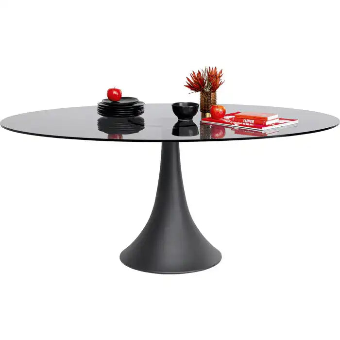 Grande Oval Esszimmertisch pulverbeschichtet Sicherheitsglas 180 cm - HomeDesign Knaus