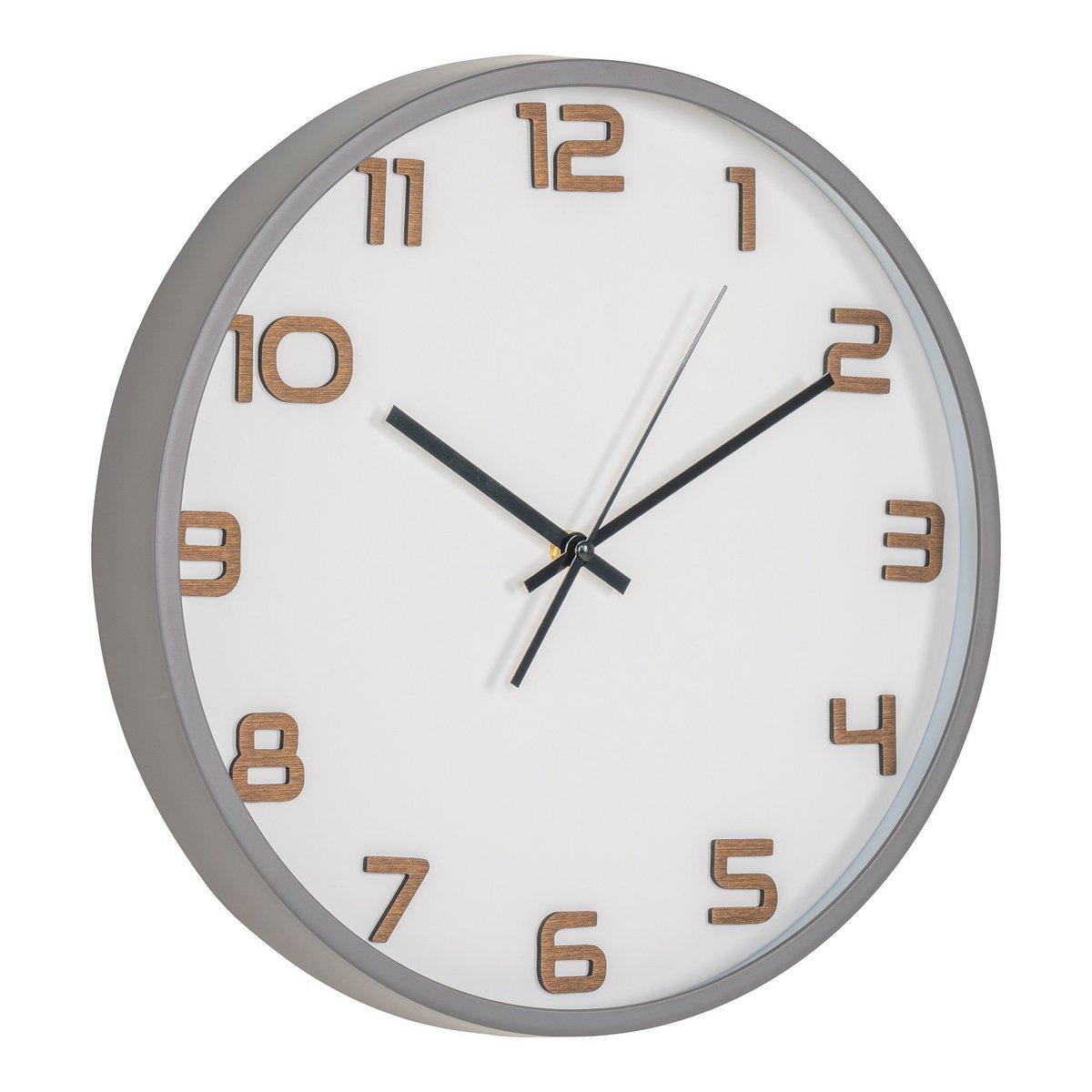 Greenwich Wall Clock - Wanduhr, grau, geräuschloses Uhrwerk, rund, ø35 cm - HomeDesign Knaus