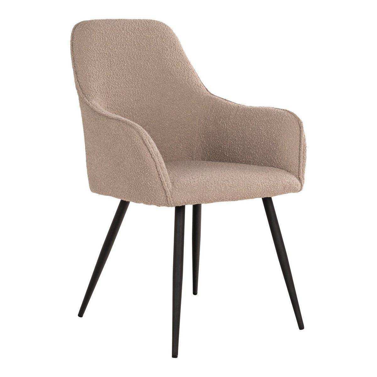 Harbo Dining Chair – Esszimmerstuhl aus Bouclé, beige mit schwarzen Beinen, HN1233 - HomeDesign Knaus