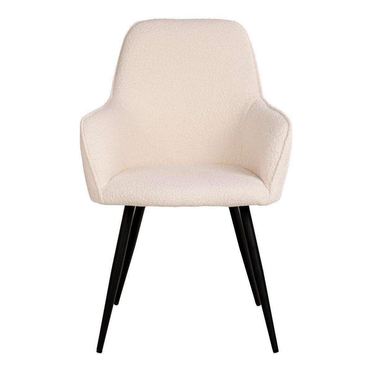 Harbo Dining Chair – Esszimmerstuhl aus Bouclé, weiß mit schwarzen Beinen, HN1232 - HomeDesign Knaus
