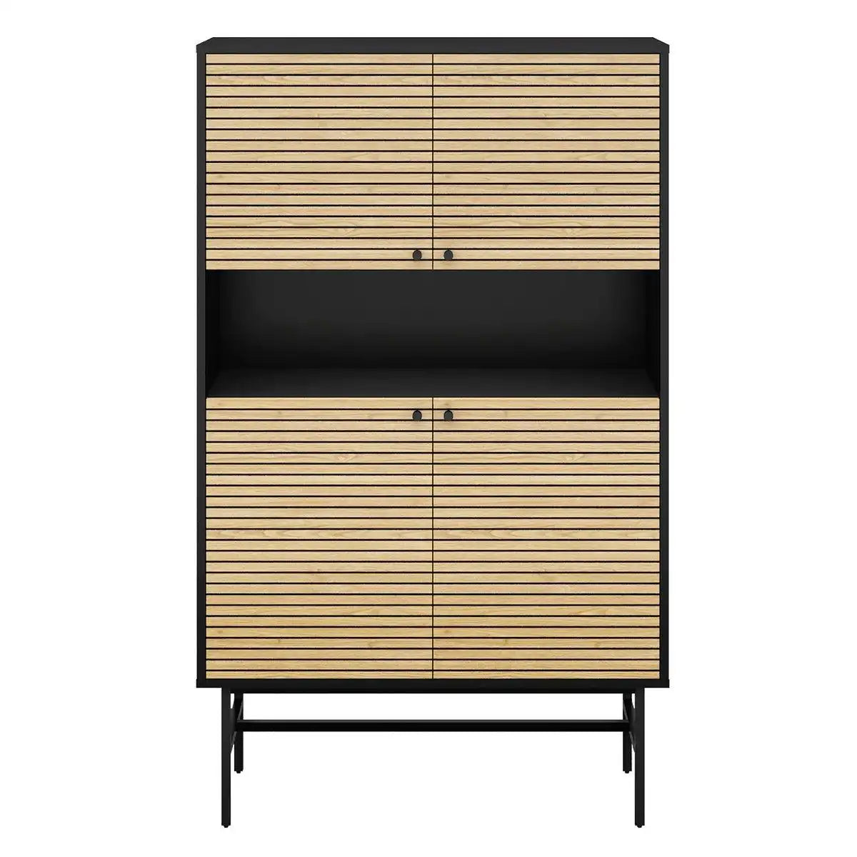 Highboard Schwarz/Eiche Echtholzfurnier - HomeDesign Knaus
