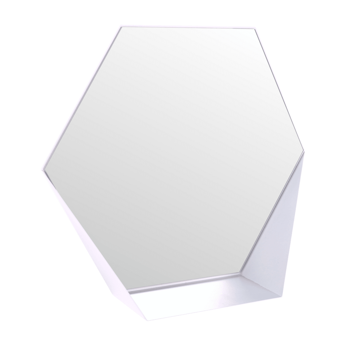 Gorillz Hive Wandspiegel mit Ablage – Hexagon-Spiegel – 60 x 52 cm – Industrial White - HomeDesign Knaus