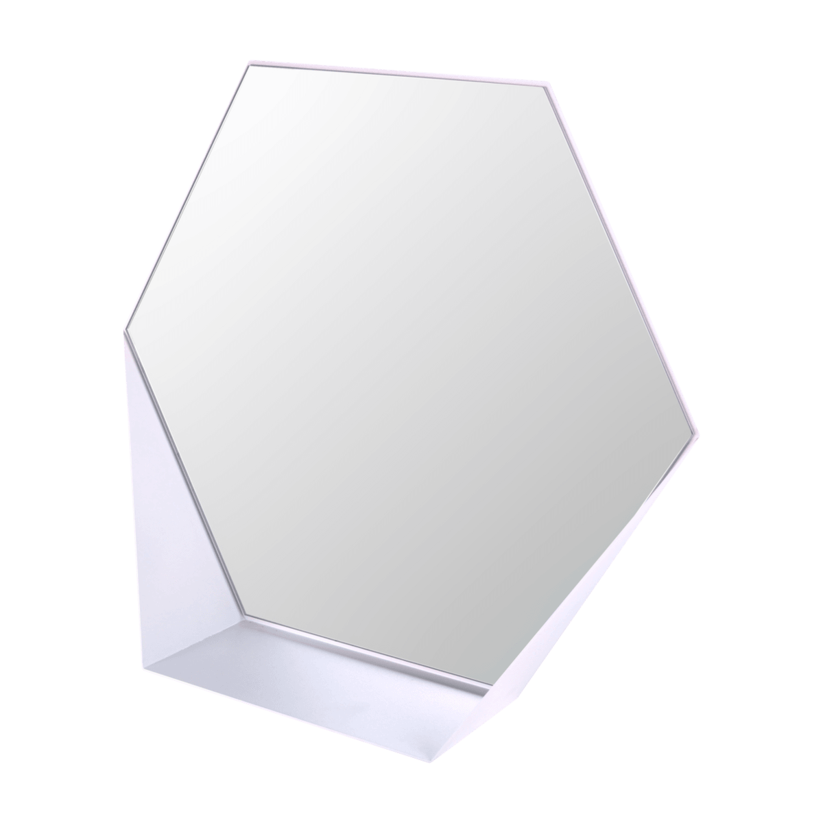 Gorillz Hive Wandspiegel mit Ablage – Hexagon-Spiegel – 60 x 52 cm – Industrial White - HomeDesign Knaus