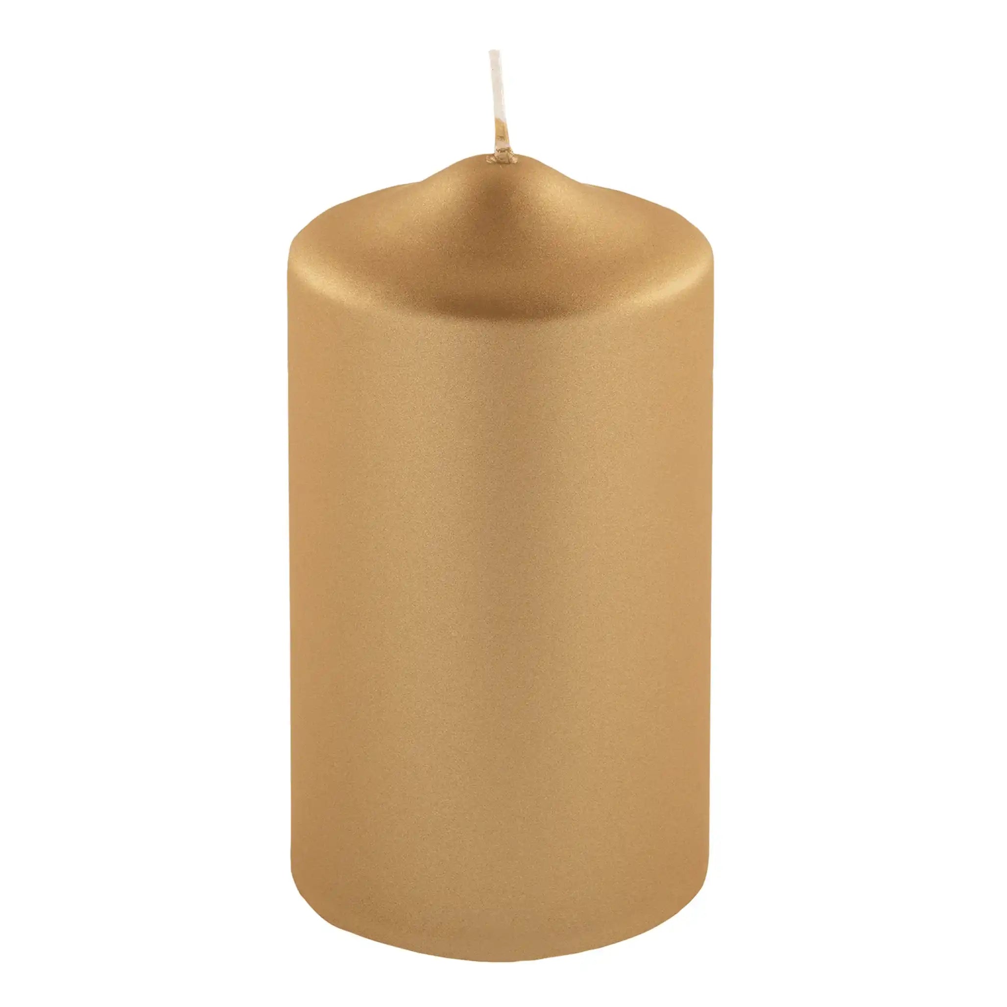 Hochwertige Candle Altarkerze getaucht Stumpenkerze metallic Gold - HomeDesign Knaus