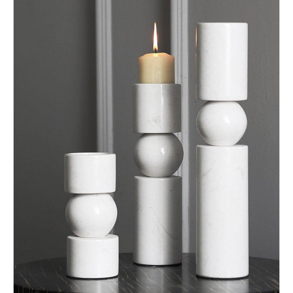 Hochwertige Marmor Kerzenständer Kerzenhalter weiß - HomeDesign Knaus