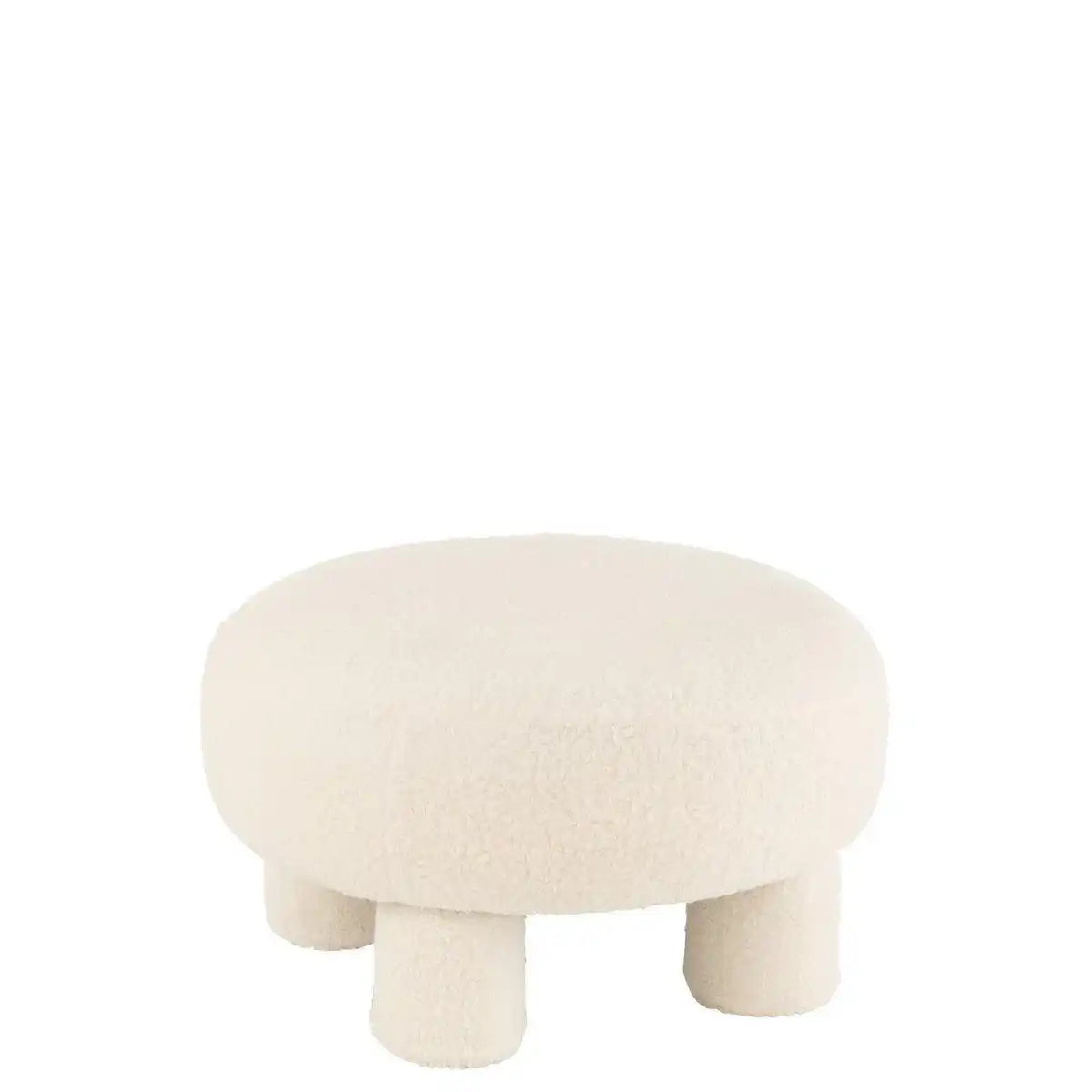 Hocker Runde Teddyfüße Bouclé Weiß - HomeDesign Knaus