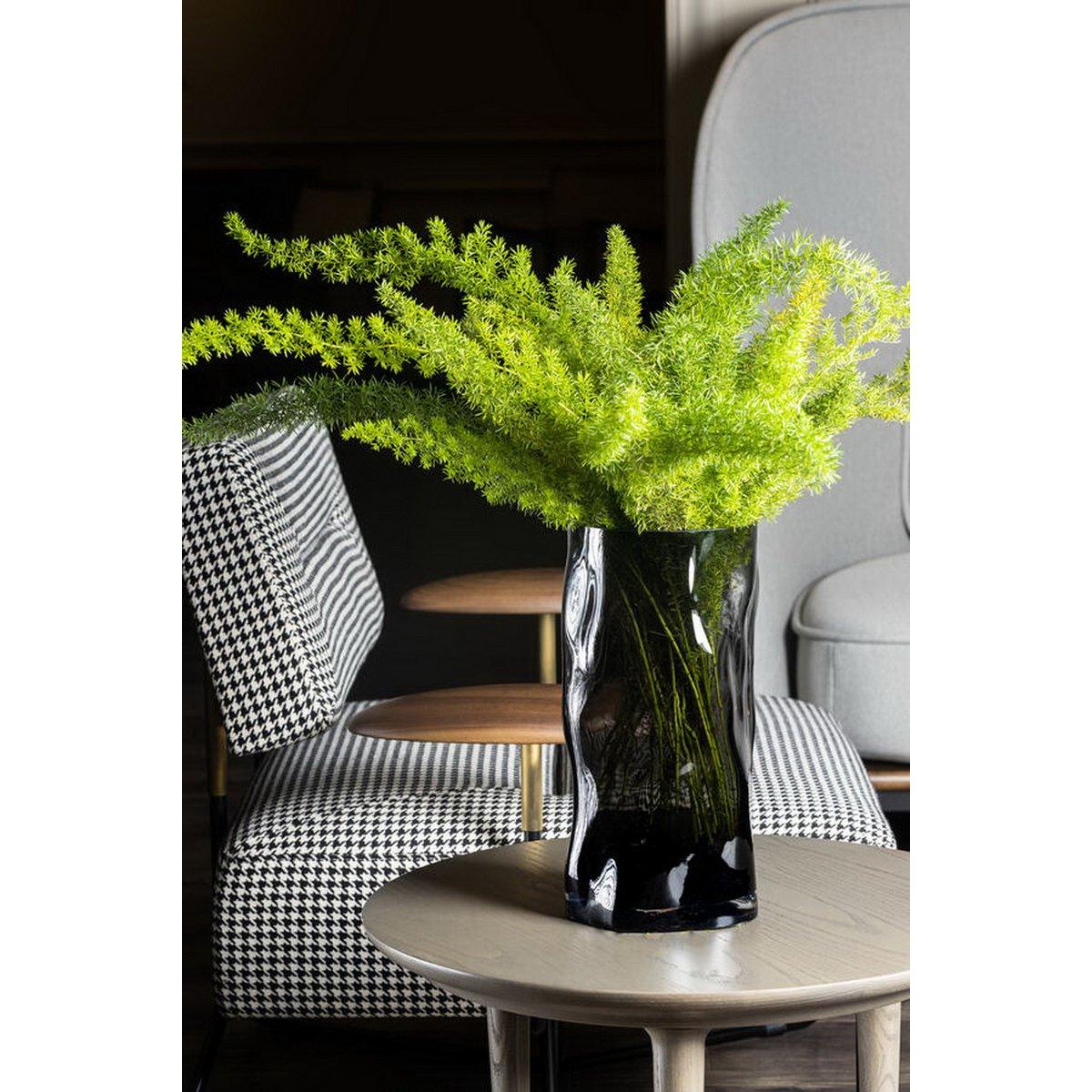 Hohe zylindrische Vase aus 9 mm dickem Glas, unregelmäßige Form, wie schwarzes Holz. ABU40GR - HomeDesign Knaus