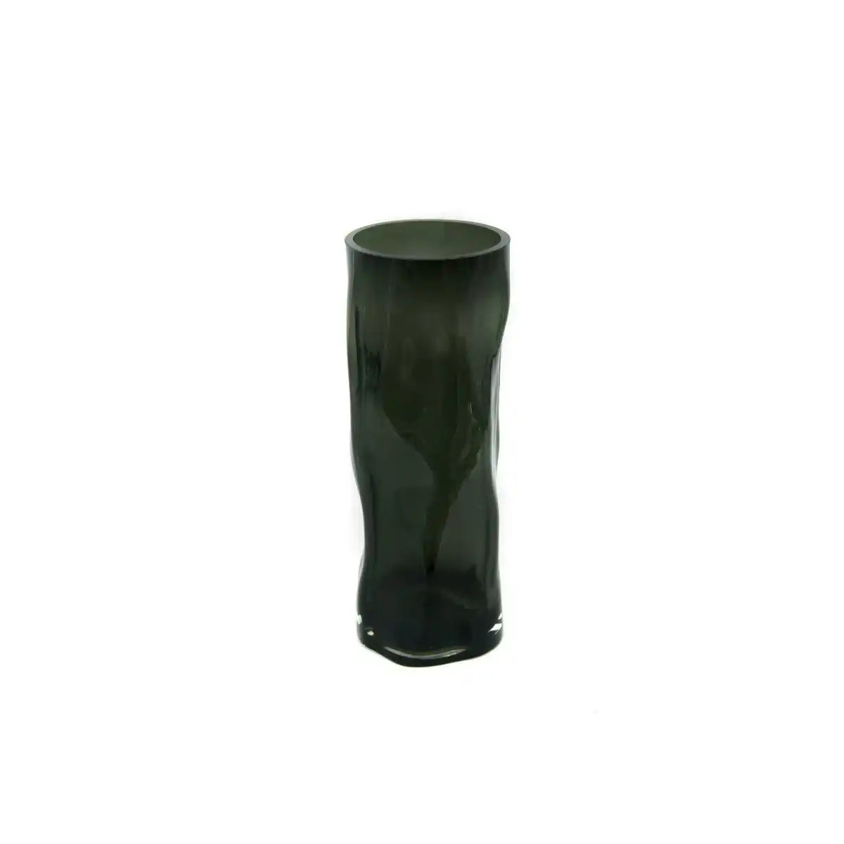 Hohe zylindrische Vase aus 9 mm dickem Glas, unregelmäßige Form, wie schwarzes Holz. ABU40GR - HomeDesign Knaus