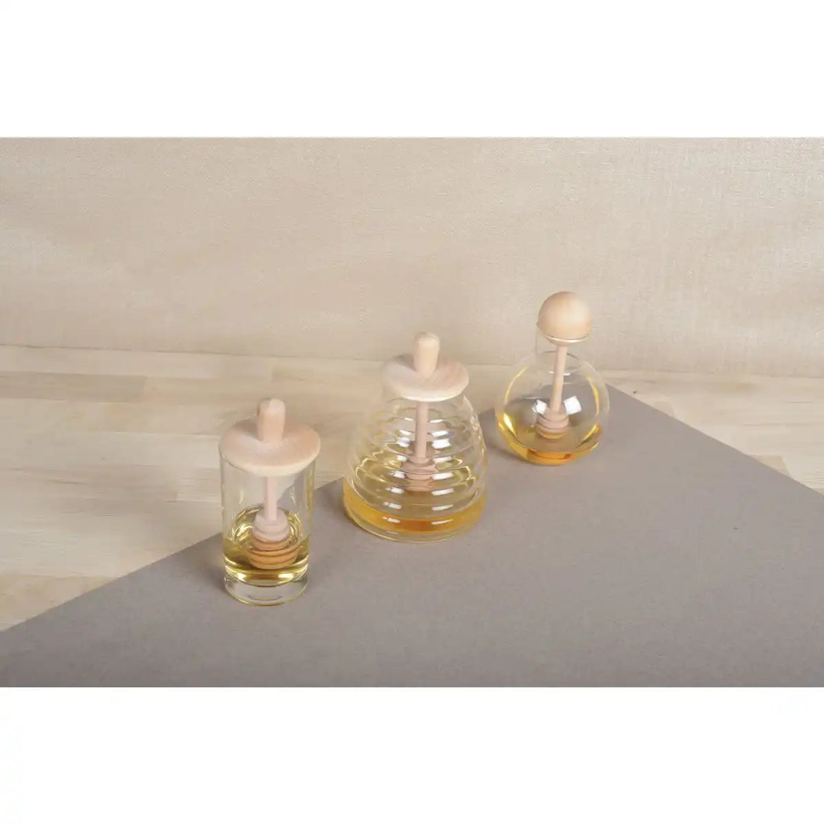 Honey Jar Bienenstock in Glas und Holz 10x10x13cm - HomeDesign Knaus