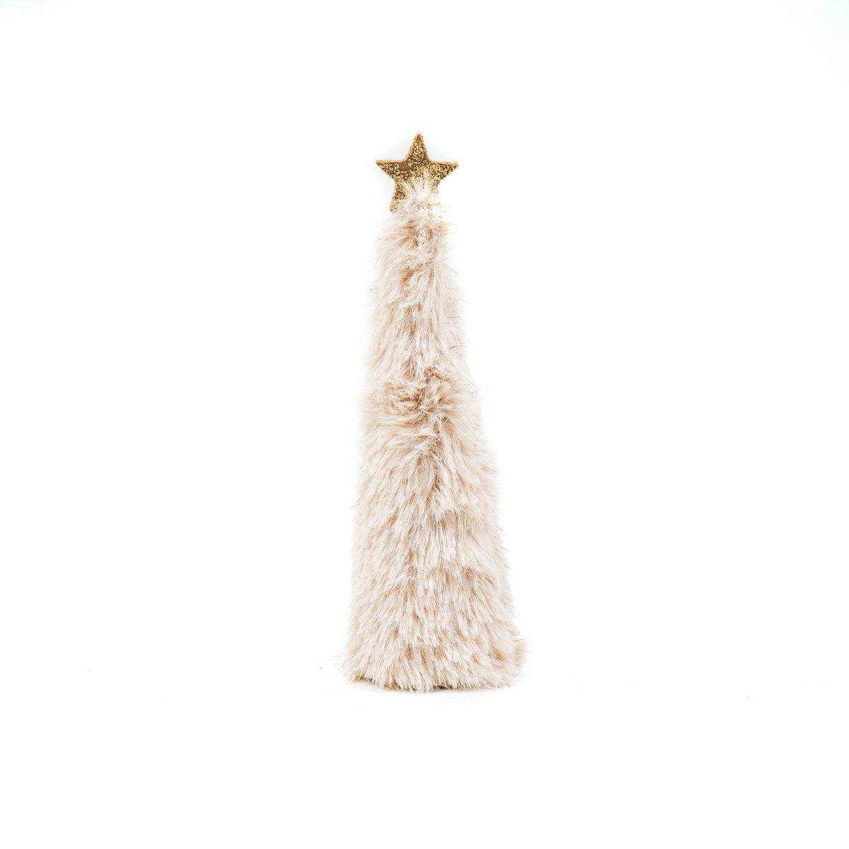 Housevitamin Fuzzy Weihnachtsbaum – Beige – 4,5 x 4,5 x 17,5 cm - HomeDesign Knaus
