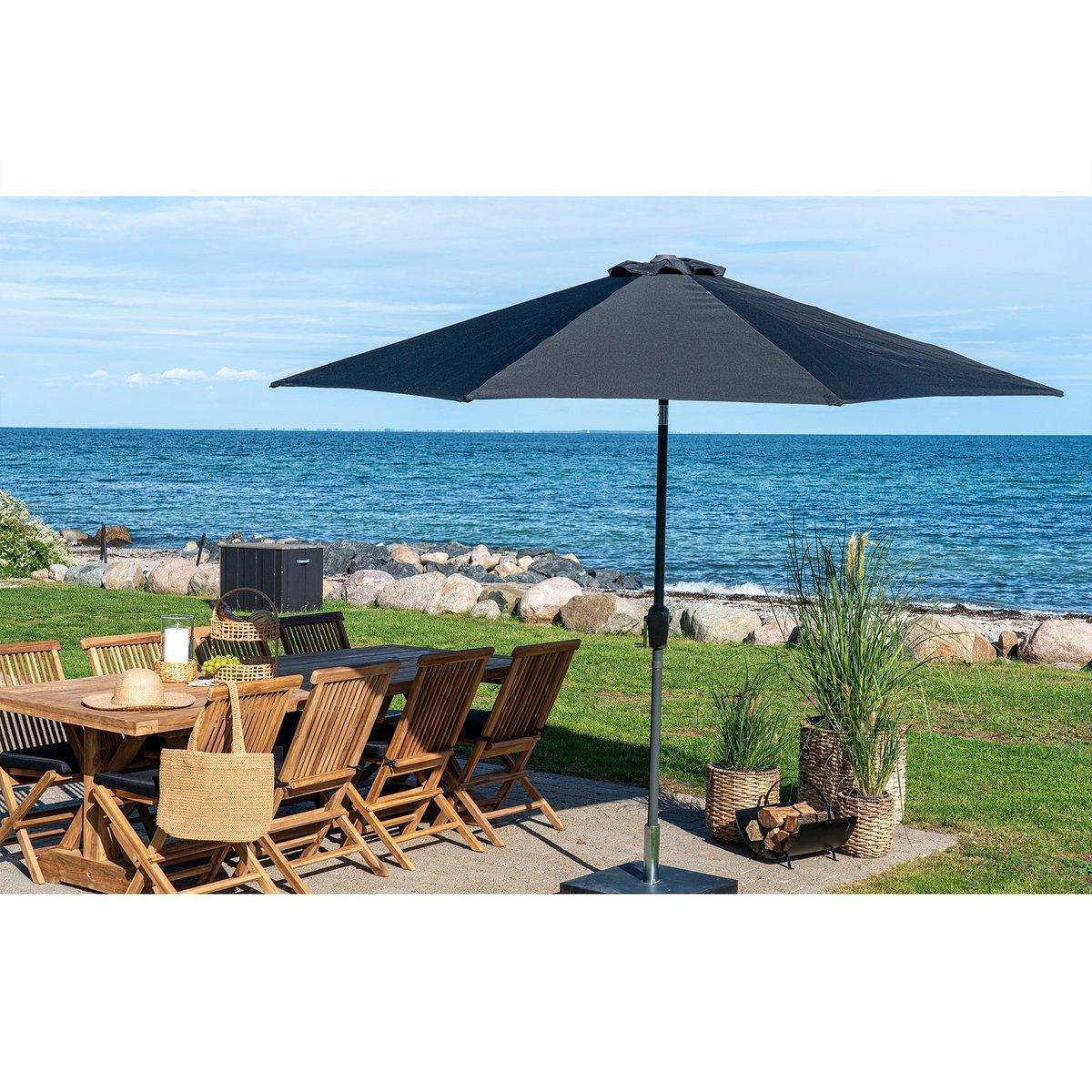 Houston Parasol – Sonnenschirm mit Kurbel und Neigung, Metallstange, schwarz, ø300 cm - HomeDesign Knaus