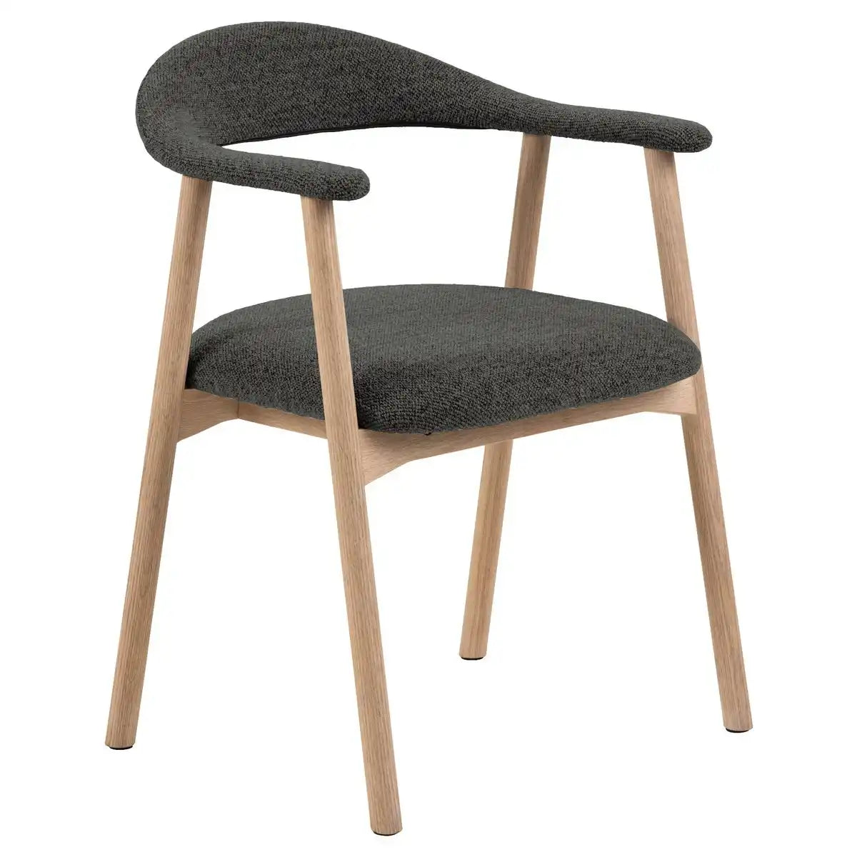 HSM Collection-Esszimmerstuhl Ella mit Arm S/2-56x54x76-Grau/Weiß pigmentiert-Stoff/Eiche - HomeDesign Knaus