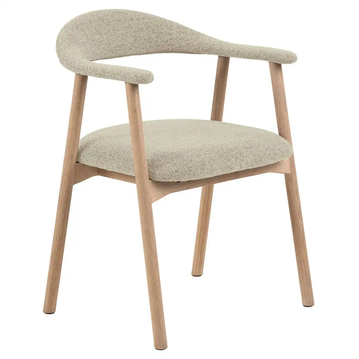 HSM Collection-Esszimmerstuhl Ella mit Arm S/2-56x54x76-Sand/weiß pigmentiert-Stoff/Eiche - HomeDesign Knaus