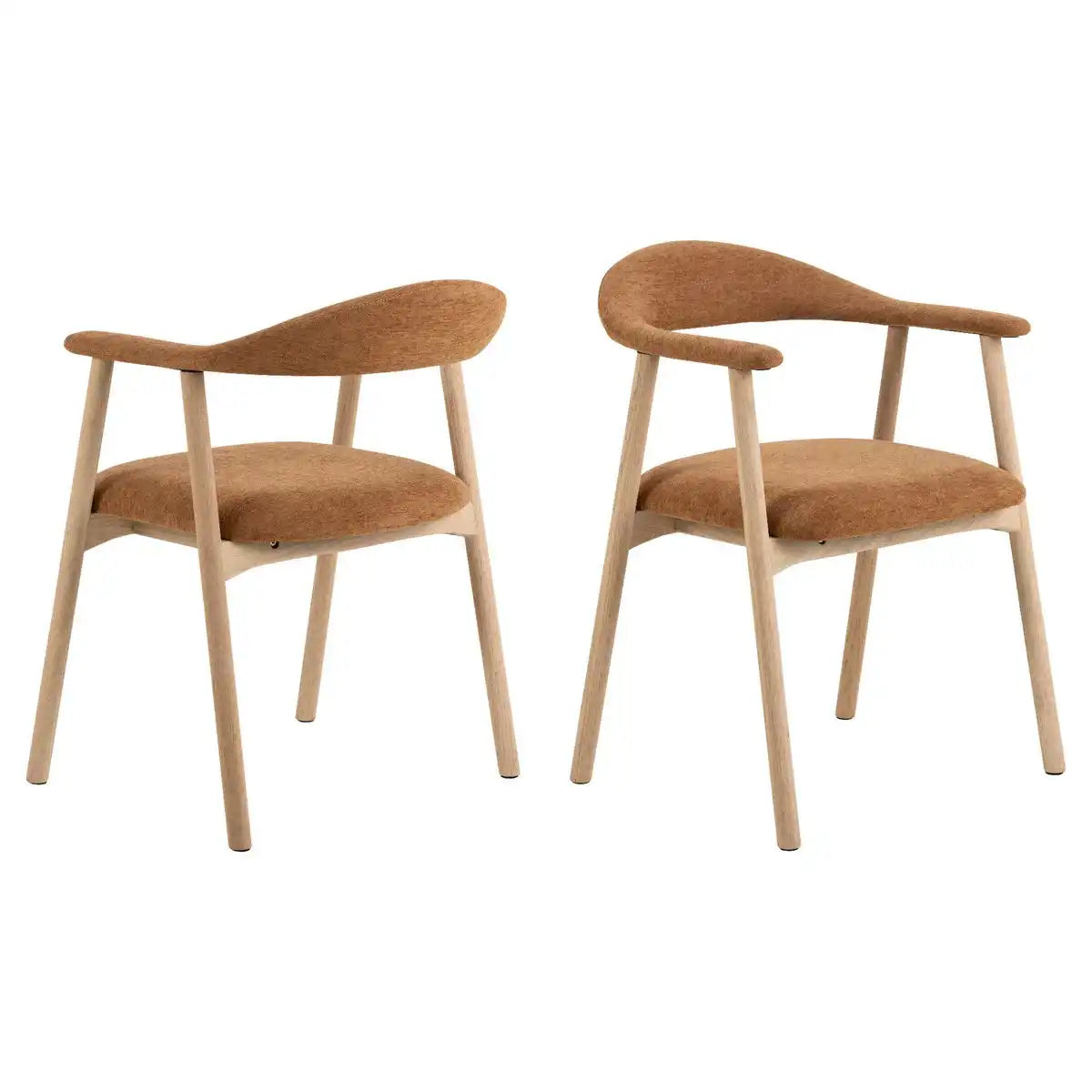 HSM Collection-Esszimmerstuhl Ella mit Arm S/2-56x54x76-Terrakotta/Weiß pigmentiert-Stoff/Eiche - HomeDesign Knaus