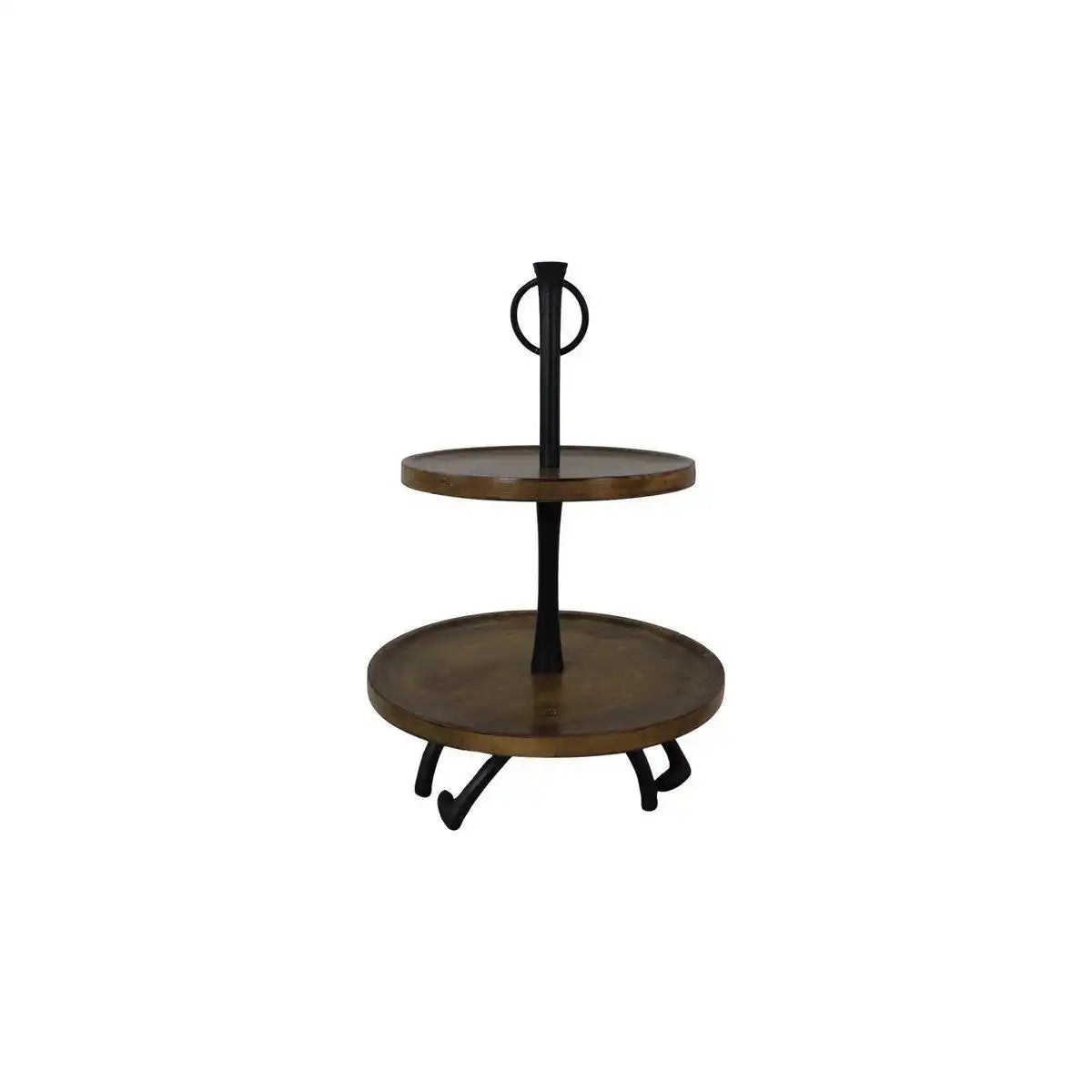 HSM Collection-Houten Etagere -30x30x45-Naturel/Zwart-Mango/Metall - HomeDesign Knaus